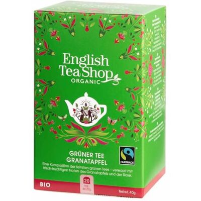 English Tea Shop Thé Vert et Grenade Paquet de 3 (20 sachets de thé chacun, Total 60 sachets) - Publicité English Tea Shop Thé Vert et Grenade Paquet de 3 (20 sachets de thé chacun, Total 60 sachets) - Publicité