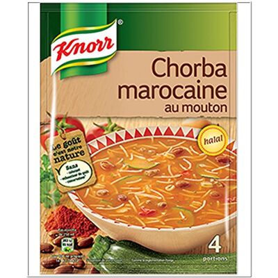 Knorr Soupe Chorba Marocaine au Mouton-Halal pour 4 Personnes 100 g Lot de 6 - Publicité Knorr Soupe Chorba Marocaine au Mouton-Halal pour 4 Personnes 100 g Lot de 6 - Publicité