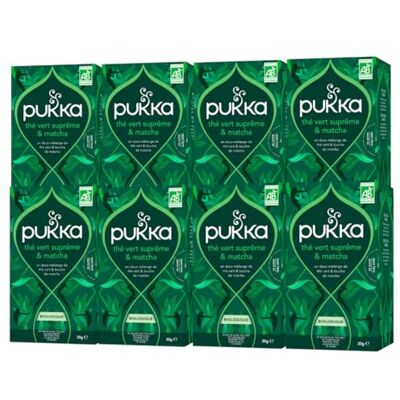 Lipton Pukka Infusion Bio Thé Vert Suprême & Matcha Infusion Biologique et Ayurvédique, Issue du Commerce Équitable 60 Sachets Lot de 8x20 sachets - Publicité Lipton Pukka Infusion Bio Thé Vert Suprême & Matcha Infusion Biologique et Ayurvédique, Issue du Commerce Équitable 60 Sachets Lot de 8x20 sachets - Publicité