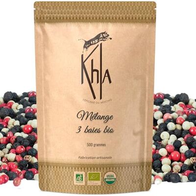 Khla Mélange 3 Baies Certifié Bio 500g Poivre de Kampot Noir, Blanc & Baies Roses Qualité Premium Grand Cru Production Limitée Épices Direct Producteur Origine Cambodge & Madagascar - Publicité Khla Mélange 3 Baies Certifié Bio 500g Poivre de Kampot Noir, Blanc & Baies Roses Qualité Premium Grand Cru Production Limitée Épices Direct Producteur Origine Cambodge & Madagascar - Publicité