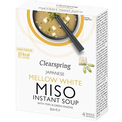 Clearspring Soupe Miso Blanche Instantanée au Tofu 40 g Lot de 4 - Publicité Clearspring Soupe Miso Blanche Instantanée au Tofu 40 g Lot de 4 - Publicité