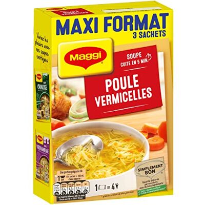 Maggi Soupe Poule Vermicelles (3 Sachets) 177g - Publicité Maggi Soupe Poule Vermicelles (3 Sachets) 177g - Publicité