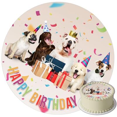 J&M DECO Décoration Gâteau Chiens Décoration gâteau crème Les Pétales pour Gâteau Décorations Comestibles Rond 20 cm Décoration Papier Comestible Décoration Gâteau Anniversaire - Publicité J&M DECO Décoration Gâteau Chiens Décoration gâteau crème Les Pétales pour Gâteau Décorations Comestibles Rond 20 cm Décoration Papier Comestible Décoration Gâteau Anniversaire - Publicité