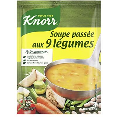 AUCHAN Lot de 3 unités *** KNORR Soupe déshydratée passée aux 9 légumes sans colorant sans conservateur 4 personnes 105g - Publicité AUCHAN Lot de 3 unités *** KNORR Soupe déshydratée passée aux 9 légumes sans colorant sans conservateur 4 personnes 105g - Publicité