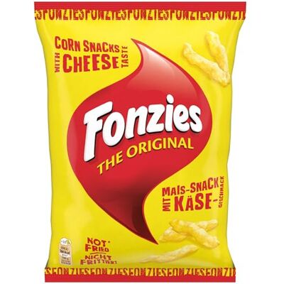 Fonzies , La collation ultime au maïs au fromage, au fromage cuit au four et croquant Snack au goût unique, 14 x 100 g - Publicité Fonzies , La collation ultime au maïs au fromage, au fromage cuit au four et croquant Snack au goût unique, 14 x 100 g - Publicité