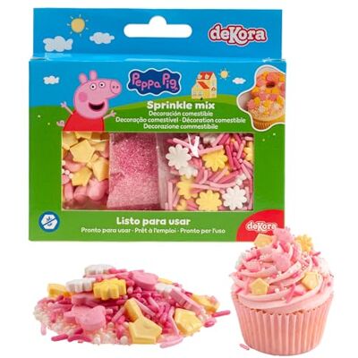 dekora – Vermicelles pâtisserie, Sprinkles gâteau Mix Peppa Pig, Décoration comestible pour gâteau d’anniversaire enfant, Topping sucré pour cupcakes, biscuits et desserts 70g - Publicité dekora – Vermicelles pâtisserie, Sprinkles gâteau Mix Peppa Pig, Décoration comestible pour gâteau d’anniversaire enfant, Topping sucré pour cupcakes, biscuits et desserts 70g - Publicité