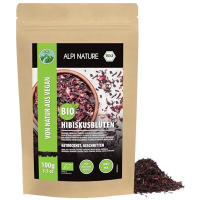 Alpi Nature Hibiscus BIO Tisane 100g, Fleurs et Pétales d'Hibiscus Séchés et Coupés, Thé en Vrac - Publicité Alpi Nature Hibiscus BIO Tisane 100g, Fleurs et Pétales d'Hibiscus Séchés et Coupés, Thé en Vrac - Publicité