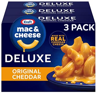 Kraft Mac & Cheese Kraft Deluxe Macaroni & Cheese Original Cheddar Lot de 3 paquets (397 g par boîte) - Publicité Kraft Mac & Cheese Kraft Deluxe Macaroni & Cheese Original Cheddar Lot de 3 paquets (397 g par boîte) - Publicité