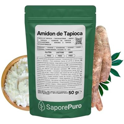 SaporePuro Amidon de Tapioca 50 g – Sans Gluten – Épaississant Naturel pour Crèmes, Sauces, Desserts et Préparations Culinaires - Publicité SaporePuro Amidon de Tapioca 50 g – Sans Gluten – Épaississant Naturel pour Crèmes, Sauces, Desserts et Préparations Culinaires - Publicité