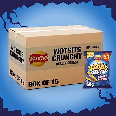London Grocery Wotsits Crunchy Really Cheesy Boîte de 15 boîtes de 60 g - Publicité London Grocery Wotsits Crunchy Really Cheesy Boîte de 15 boîtes de 60 g - Publicité
