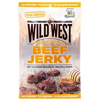 WILD WEST Beef Jerky, Honey BBQ 25g, high Protein Viande séchée, Beef Jerky Snack protéiné, Bœuf séché - Publicité WILD WEST Beef Jerky, Honey BBQ 25g, high Protein Viande séchée, Beef Jerky Snack protéiné, Bœuf séché - Publicité