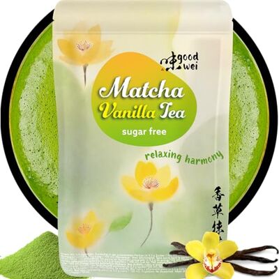 Goodwei Matcha Premium à la Vanille – Thé Vert Fin & Doux Poudre de Matcha Bio avec Vanille Naturelle Antioxydants & Énergie Naturelle – Idéal pour Latte, Smoothies & Desserts - Publicité Goodwei Matcha Premium à la Vanille – Thé Vert Fin & Doux Poudre de Matcha Bio avec Vanille Naturelle Antioxydants & Énergie Naturelle – Idéal pour Latte, Smoothies & Desserts - Publicité