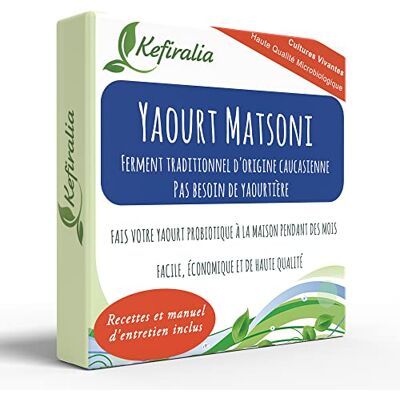 KEFIRALIA Ferment de Yaourt Matsoni (Réutilisable Illimité) + Mode d'emploi + Recettes + Aide et conseils en Français ® - Publicité KEFIRALIA Ferment de Yaourt Matsoni (Réutilisable Illimité) + Mode d'emploi + Recettes + Aide et conseils en Français ® - Publicité