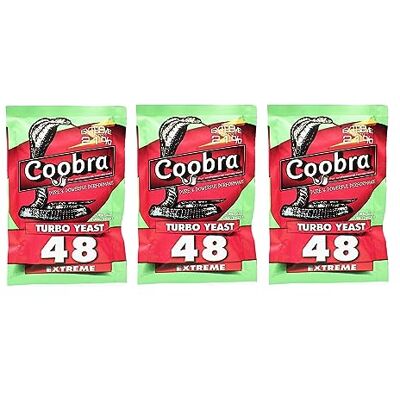 AlcoFermBrew 3 x Turbo Levure Coobra 48 Extreme 135g, Levure pour la fermentation du sucre et des fruits, Distillateurs Levure, Levure Rapide, Gnôle Alcool - Publicité AlcoFermBrew 3 x Turbo Levure Coobra 48 Extreme 135g, Levure pour la fermentation du sucre et des fruits, Distillateurs Levure, Levure Rapide, Gnôle Alcool - Publicité