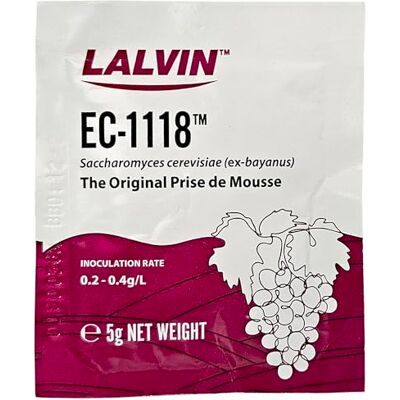 Lalvin EC-1118 Saccharomyces bayanus 3 (sachets de 5 g) - Publicité Lalvin EC-1118 Saccharomyces bayanus 3 (sachets de 5 g) - Publicité