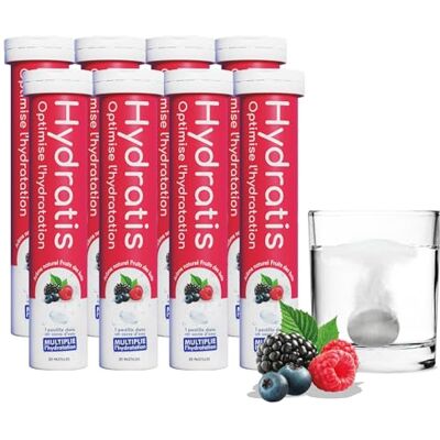 HYDRATIS Pastilles Effervescentes Fruits des Bois Optimise l'Hydratation Riche en Minéraux Faible en Sucre Goûts Légers Sport, Crampes, Récupération 160 Pastilles - Publicité HYDRATIS Pastilles Effervescentes Fruits des Bois Optimise l'Hydratation Riche en Minéraux Faible en Sucre Goûts Légers Sport, Crampes, Récupération 160 Pastilles - Publicité