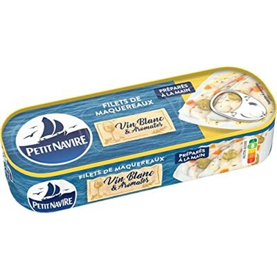 AUCHAN Lot de 3 unités *** PETIT NAVIRE Filets de maquereaux au vin blanc et aromates 175g - Publicité AUCHAN Lot de 3 unités *** PETIT NAVIRE Filets de maquereaux au vin blanc et aromates 175g - Publicité