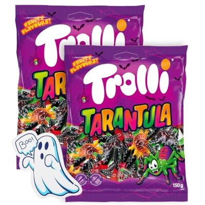 Trolli Ensemble de Tarentules en Caoutchouc de 2 Pièces 150 g Chacune Inclus Autocollants Fantômes, Sans Lactose et Sans Gluten, Bonbons à la Gelée de Fruit en Forme de Tarentule en Divers Saveurs - Publicité Trolli Ensemble de Tarentules en Caoutchouc de 2 Pièces 150 g Chacune Inclus Autocollants Fantômes, Sans Lactose et Sans Gluten, Bonbons à la Gelée de Fruit en Forme de Tarentule en Divers Saveurs - Publicité