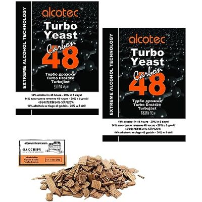 AlcoFermBrew 2 x Turbo Levure Alcotec Turbo Yeast 48 + Activated Carbon 175g, Levure de fermentation, Distillateurs Levure, Levure Rapide, Gnôle Alcool - Publicité AlcoFermBrew 2 x Turbo Levure Alcotec Turbo Yeast 48 + Activated Carbon 175g, Levure de fermentation, Distillateurs Levure, Levure Rapide, Gnôle Alcool - Publicité