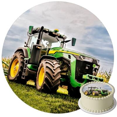 J&M DECO Décoration Gâteau Tracteur Crème et Pétales pour Gâteau Décorations Comestibles Rond 20 cm Papier Comestible Anniversaire - Publicité J&M DECO Décoration Gâteau Tracteur Crème et Pétales pour Gâteau Décorations Comestibles Rond 20 cm Papier Comestible Anniversaire - Publicité