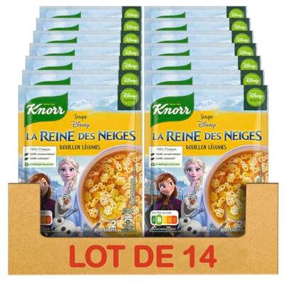 Knorr Soupe Déshydratée Reine des Neiges, Gamme Disney, 2 Portions par Soupe, Légumes savoureux, Format Pratique et Recyclable Lot de 14 - Publicité Knorr Soupe Déshydratée Reine des Neiges, Gamme Disney, 2 Portions par Soupe, Légumes savoureux, Format Pratique et Recyclable Lot de 14 - Publicité