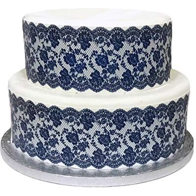 Top That Feuille de décoration comestible bleu marine effet dentelle – Parfait pour les grands gâteaux – Facile à utiliser - Publicité Top That Feuille de décoration comestible bleu marine effet dentelle – Parfait pour les grands gâteaux – Facile à utiliser - Publicité