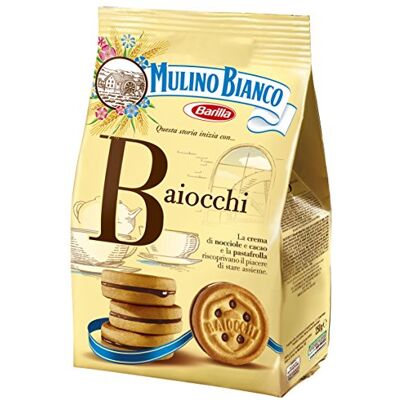 Mulino Bianco Baiocchi Nocciola Biscuits Fourrés aux Noisettes et Cacao 250 g - Publicité Mulino Bianco Baiocchi Nocciola Biscuits Fourrés aux Noisettes et Cacao 250 g - Publicité