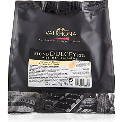VALRHONA Fèves de chocolat Blond Dulcey 32% A Pâtisser 1Kg - Publicité VALRHONA Fèves de chocolat Blond Dulcey 32% A Pâtisser 1Kg - Publicité