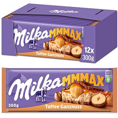 Milka Toffee, Tablette XL 300g de chocolat fondante avec caramel crémeux et noisettes entières, Pack de 12 Tablettes - Publicité Milka Toffee, Tablette XL 300g de chocolat fondante avec caramel crémeux et noisettes entières, Pack de 12 Tablettes - Publicité