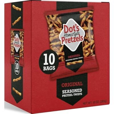 Dot's Homestyle Pretzels Dot's Pretzels Original Seasoned Bretzel Twists, collations saines pour enfants, sac d'épicerie de 28,3 g (lot de 10) - Publicité Dot's Homestyle Pretzels Dot's Pretzels Original Seasoned Bretzel Twists, collations saines pour enfants, sac d'épicerie de 28,3 g (lot de 10) - Publicité