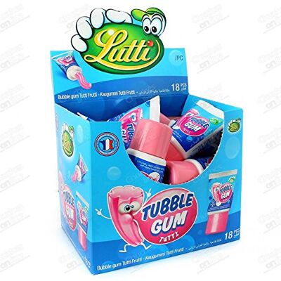 Lutti Tubble Gum Boîte de 18 chewing-gum Tutti Fruiti - Publicité Lutti Tubble Gum Boîte de 18 chewing-gum Tutti Fruiti - Publicité