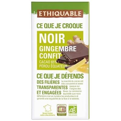 ETHIQUABLE Chocolat Noir Gingembre Bio 100G Lot De 4 - Publicité ETHIQUABLE Chocolat Noir Gingembre Bio 100G Lot De 4 - Publicité