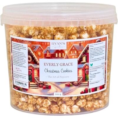 Everly Grace Popcorn – Christmas Cookie, 600 g – Seau de popcorn au caramel et épices spéculoos de notre manufacture à Augsbourg, Allemagne - Publicité Everly Grace Popcorn – Christmas Cookie, 600 g – Seau de popcorn au caramel et épices spéculoos de notre manufacture à Augsbourg, Allemagne - Publicité