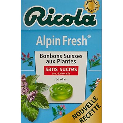 Ricola Bonbons Suisse aux Plantes Alpin Fresh sans Sucres 50 g Lot de 5 - Publicité Ricola Bonbons Suisse aux Plantes Alpin Fresh sans Sucres 50 g Lot de 5 - Publicité