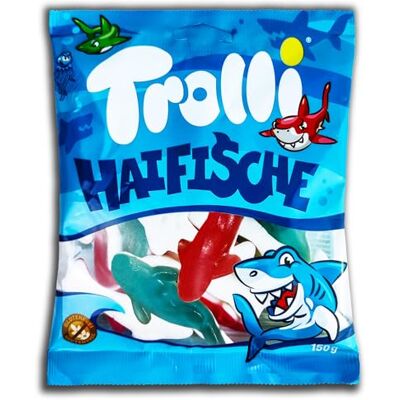 Trolli 1 x requin 150 g de requin à base de gomme aux fruits et de sucre moussant - Publicité Trolli 1 x requin 150 g de requin à base de gomme aux fruits et de sucre moussant - Publicité