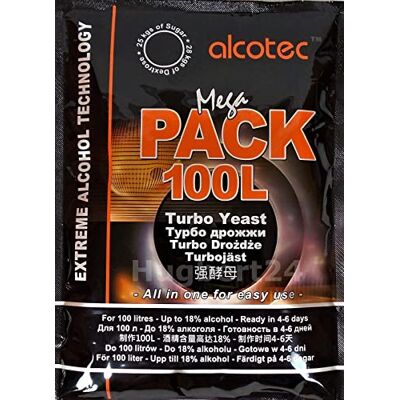 Alcotec 25 x Mega Pack 100L Levure Turbo, Levure Vodka, Levure pour Purée - Publicité Alcotec 25 x Mega Pack 100L Levure Turbo, Levure Vodka, Levure pour Purée - Publicité