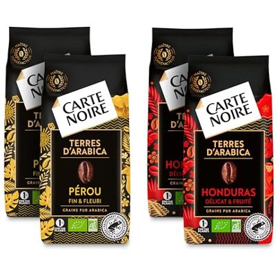 Carte Noire Café Grain Bio Terres D'Arabica 2 x 2 Paquets de 500 g Intensité 6 100% Arabica Pérou & Honduras Torréfaction Blonde à Ambrée Certifié Rainforest Alliance - Publicité Carte Noire Café Grain Bio Terres D'Arabica 2 x 2 Paquets de 500 g Intensité 6 100% Arabica Pérou & Honduras Torréfaction Blonde à Ambrée Certifié Rainforest Alliance - Publicité