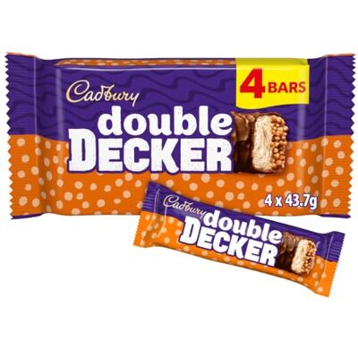 Cadbury Lot de 4 barres de chocolat à double étage 43,7 g 174,8 g - Publicité Cadbury Lot de 4 barres de chocolat à double étage 43,7 g 174,8 g - Publicité