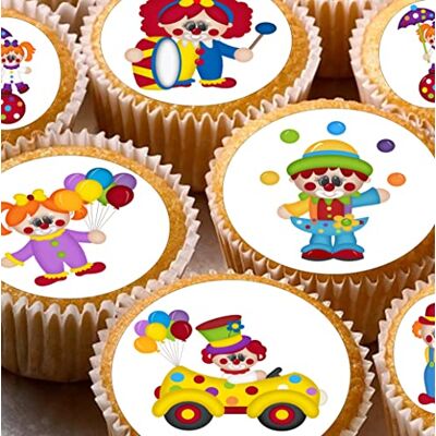 cakes Lot de 24 décorations comestibles pour cup et gâteaux en forme de clowns - Publicité cakes Lot de 24 décorations comestibles pour cup et gâteaux en forme de clowns - Publicité