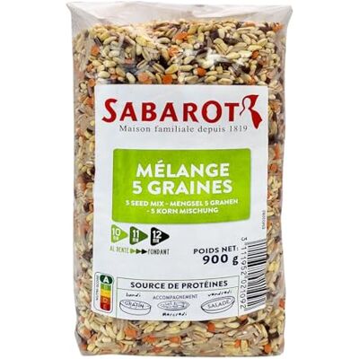 Sabarot Mélange 5 graines Sachet 900g - Publicité Sabarot Mélange 5 graines Sachet 900g - Publicité