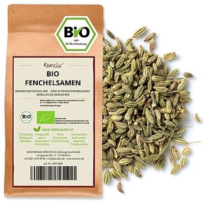 Kamelur Graines de fenouil BIO entières, sans additifs, aromatique entier comme base d'une tisane, dans un emballage respectueux de l'environnement 250 g (Lot de 1) - Publicité Kamelur Graines de fenouil BIO entières, sans additifs, aromatique entier comme base d'une tisane, dans un emballage respectueux de l'environnement 250 g (Lot de 1) - Publicité
