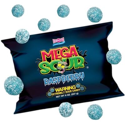 Barnetts Sweets Mega Sour Candy Framboise (227g) - Publicité Barnetts Sweets Mega Sour Candy Framboise (227g) - Publicité