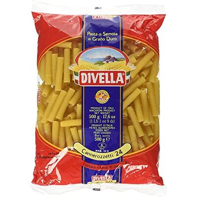 Divella Lot de 24 pâtes 100 % italien N° 24 Cannerozzetti 500 g - Publicité Divella Lot de 24 pâtes 100 % italien N° 24 Cannerozzetti 500 g - Publicité