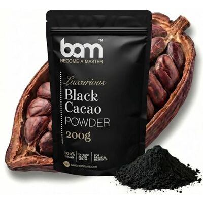 BAM Cacao Noir en Poudre – 100% Pur, Non Sucré, Sans Gluten Poudre de Cacao Noir Intense pour Pâtisserie 200g - Publicité BAM Cacao Noir en Poudre – 100% Pur, Non Sucré, Sans Gluten Poudre de Cacao Noir Intense pour Pâtisserie 200g - Publicité