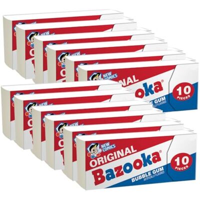 Bazooka Original and Blue Razz Bubble Gum, 10 Count (Pack of 12) by - Publicité Bazooka Original and Blue Razz Bubble Gum, 10 Count (Pack of 12) by - Publicité