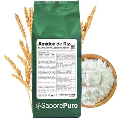 SaporePuro Amidon de Riz Naturel 1300 g – 100% Italien, Sans Gluten, Idéal pour la Cosmétique Naturelle, les Desserts et les Sauces - Publicité SaporePuro Amidon de Riz Naturel 1300 g – 100% Italien, Sans Gluten, Idéal pour la Cosmétique Naturelle, les Desserts et les Sauces - Publicité