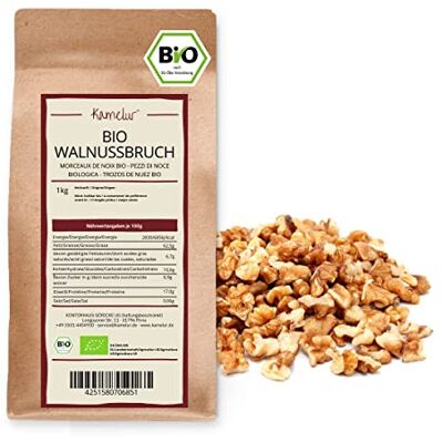 Kamelur Cerneaux de Noix BIO 1kg Morceaux Fragments de cerneaux de noix sans sel italiennes de la région de la Campanie - Publicité Kamelur Cerneaux de Noix BIO 1kg Morceaux Fragments de cerneaux de noix sans sel italiennes de la région de la Campanie - Publicité