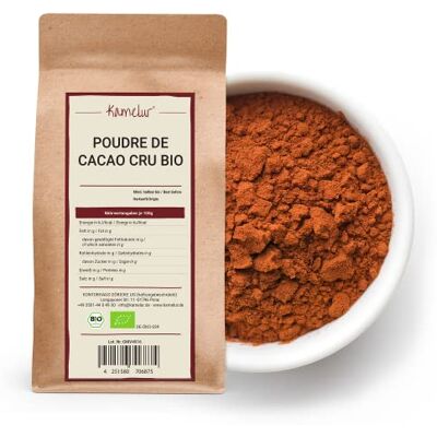 Kamelur 1kg de poudre de cacao biologique à base des meilleures fèves de cacao aliment cru 100% de cacao pur, poudre de cacao BIO fortement déshuilée (11% de matière grasse) emballages écologiques - Publicité Kamelur 1kg de poudre de cacao biologique à base des meilleures fèves de cacao aliment cru 100% de cacao pur, poudre de cacao BIO fortement déshuilée (11% de matière grasse) emballages écologiques - Publicité