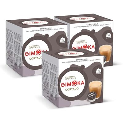 Gimoka Goût CORTADO 48 Capsules Compatibles avec les machines à café de la marque Nescafé* Dolce Gusto* Produit en Italie (lot de 3 x 16) - Publicité Gimoka Goût CORTADO 48 Capsules Compatibles avec les machines à café de la marque Nescafé* Dolce Gusto* Produit en Italie (lot de 3 x 16) - Publicité