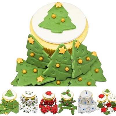 Exquisite sugar roses 12 x Poinsettia 12 X Holly 12 X Snowmen 12 X Christmas Trees To Choose From Edible Christmas Cake/Cupcake Cake Topper Decoration … (12 x Christmas trees) - Publicité Exquisite sugar roses 12 x Poinsettia 12 X Holly 12 X Snowmen 12 X Christmas Trees To Choose From Edible Christmas Cake/Cupcake Cake Topper Decoration … (12 x Christmas trees) - Publicité